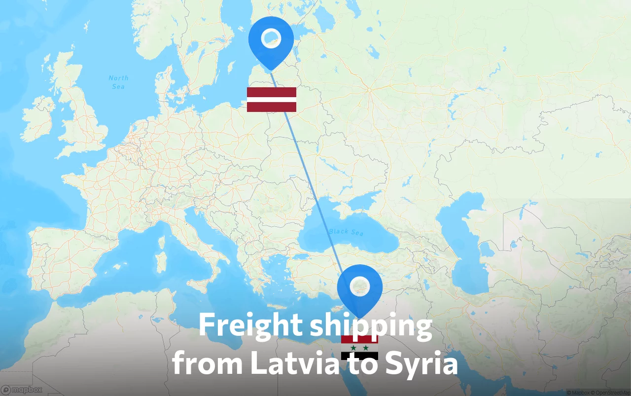 Shipping route from Latvia to Syria