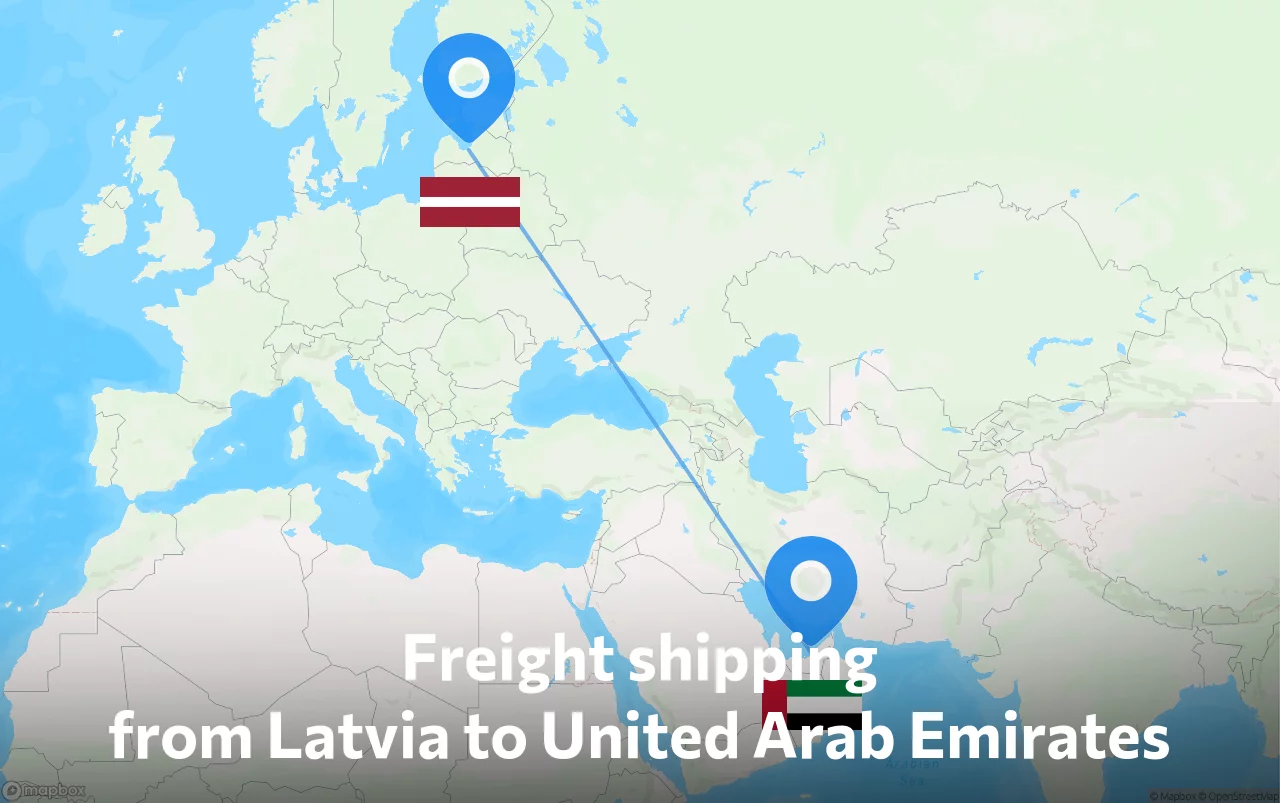 Shipping route from Latvia to United Arab Emirates