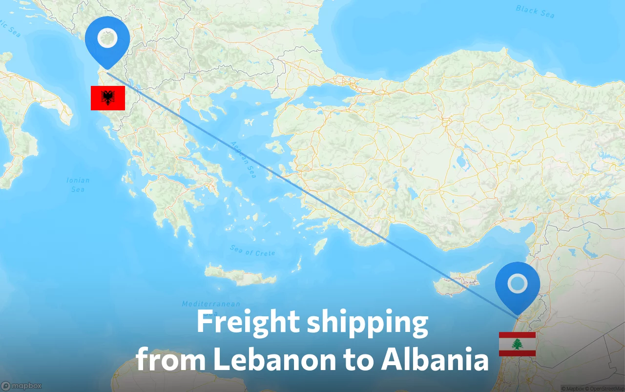 Shipping route from Lebanon to Albania