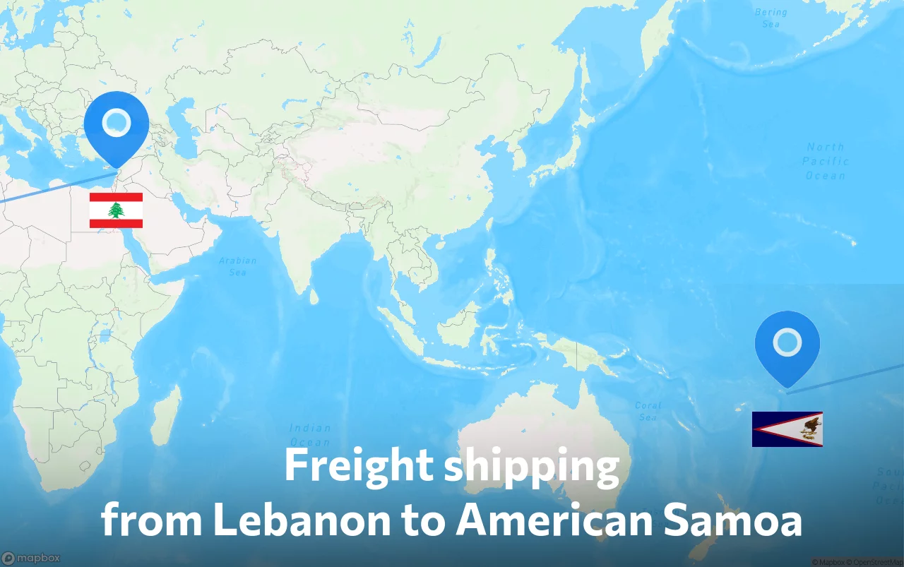 Shipping route from Lebanon to American Samoa