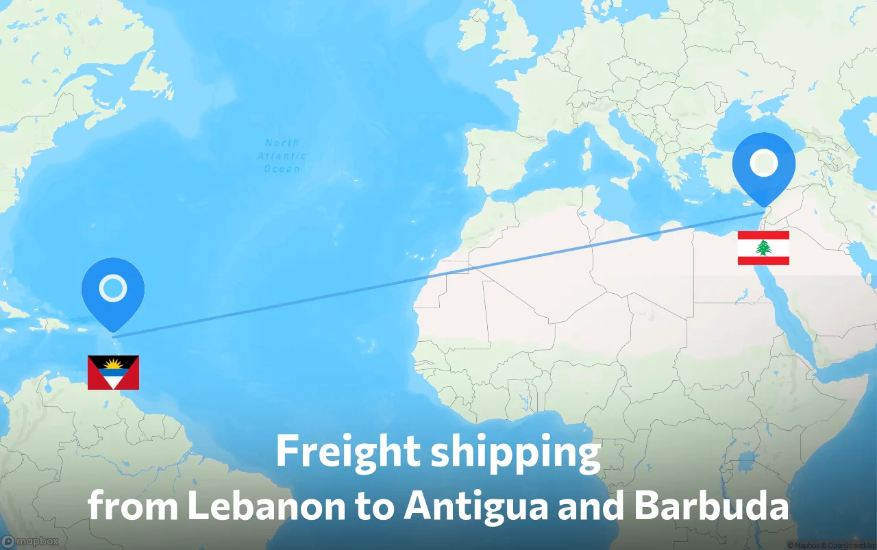 Shipping route from Lebanon to Antigua and Barbuda