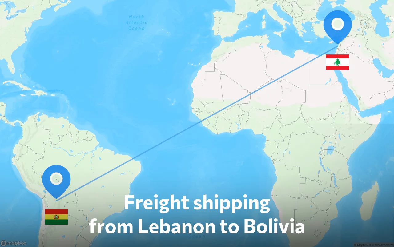 Shipping route from Lebanon to Bolivia