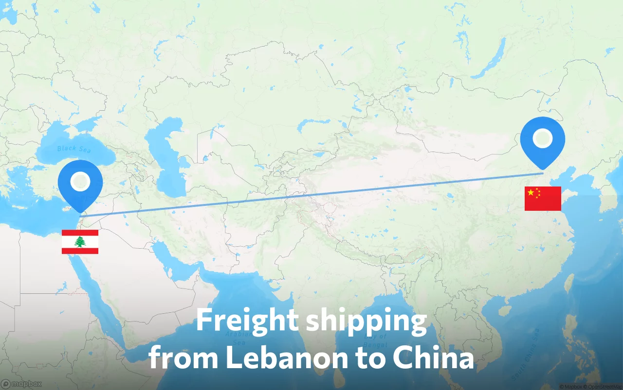 Shipping route from Lebanon to China