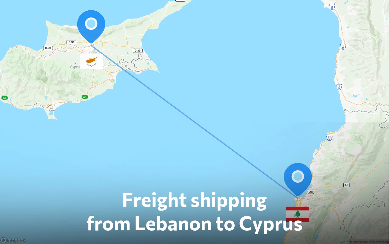 Shipping route from Lebanon to Cyprus