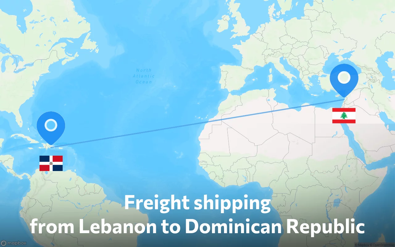Shipping route from Lebanon to Dominican Republic