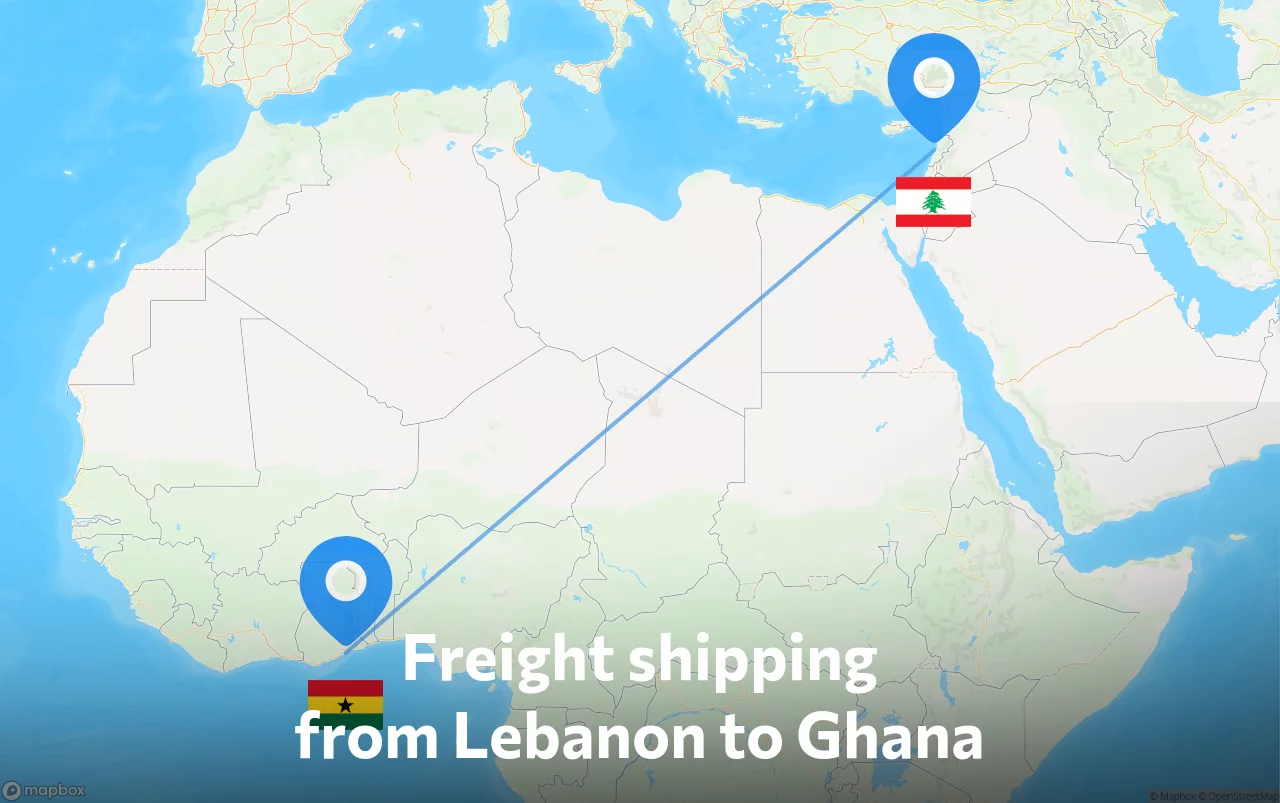 Shipping route from Lebanon to Ghana