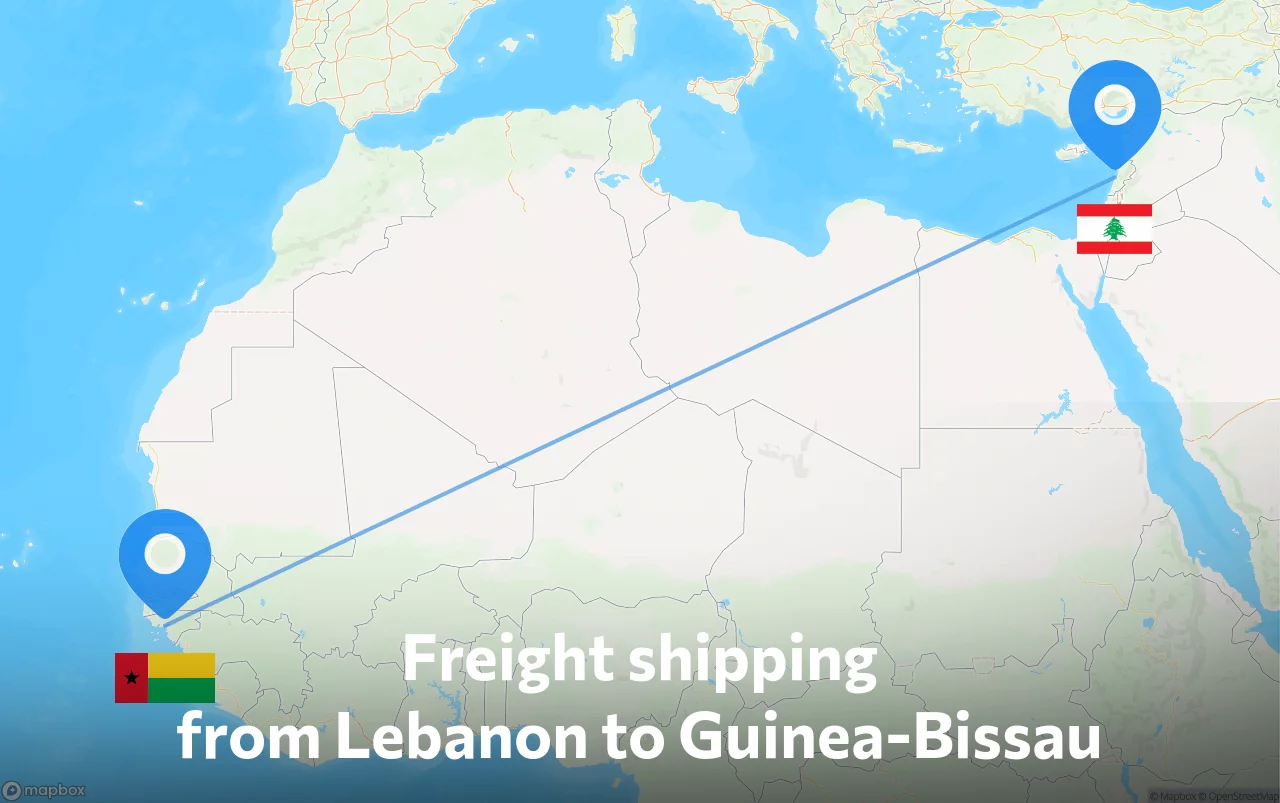 Shipping route from Lebanon to Guinea-Bissau