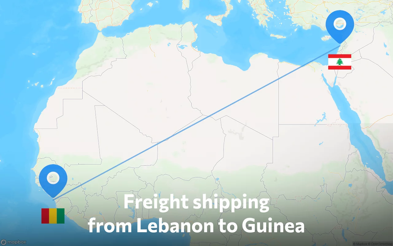 Shipping route from Lebanon to Guinea