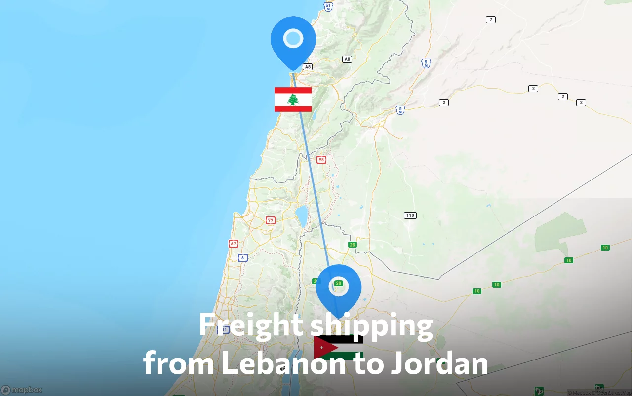 Shipping route from Lebanon to Jordan