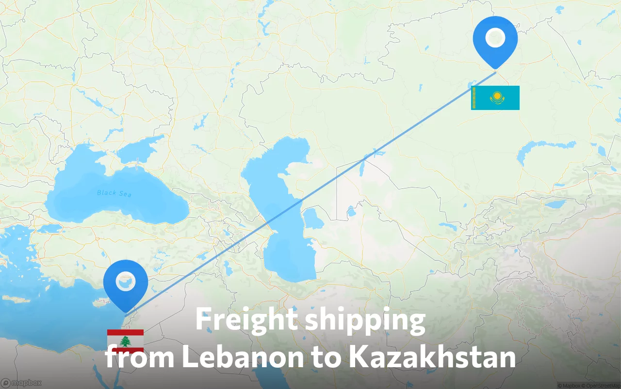Shipping route from Lebanon to Kazakhstan
