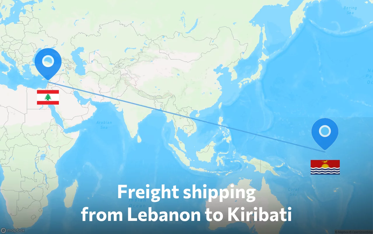 Shipping route from Lebanon to Kiribati