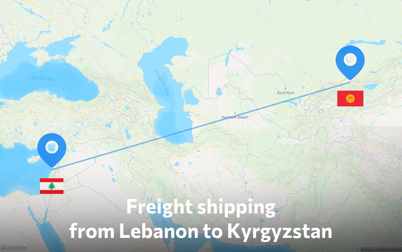 Shipping route from Lebanon to Kyrgyzstan