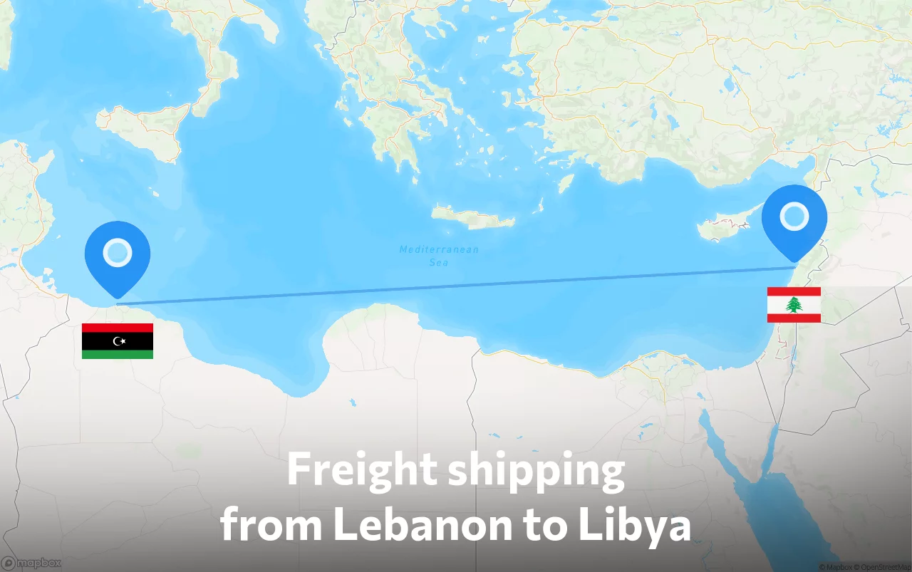 Shipping route from Lebanon to Libya