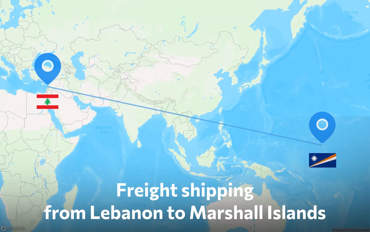 Shipping route from Lebanon to Marshall Islands