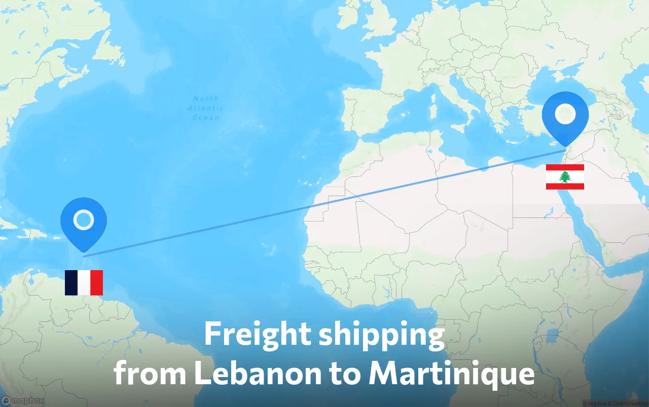 Shipping route from Lebanon to Martinique