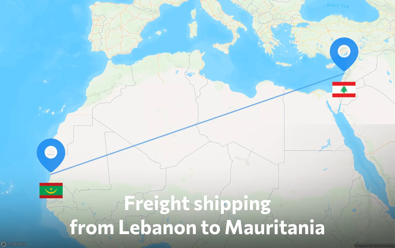 Shipping route from Lebanon to Mauritania