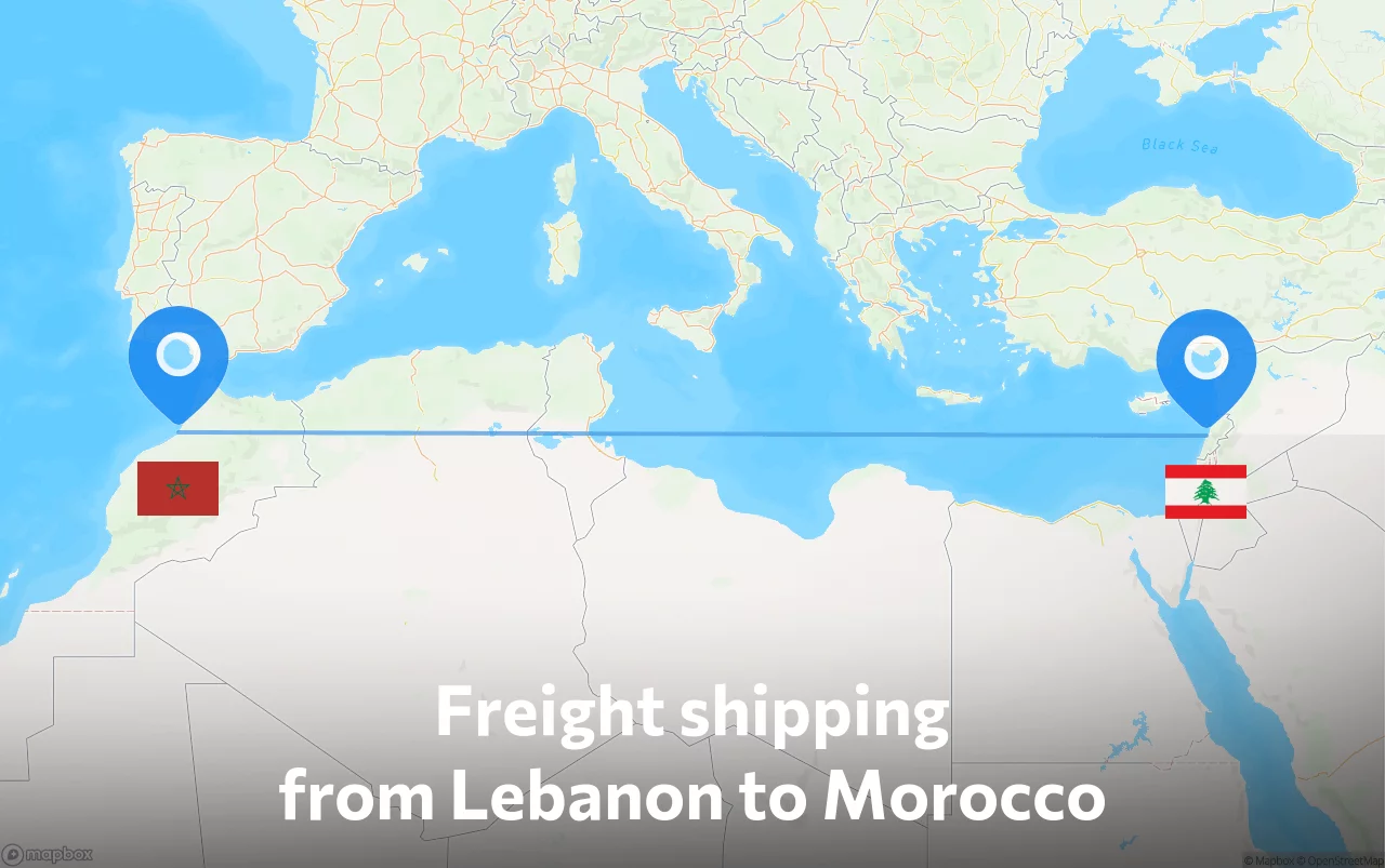Shipping route from Lebanon to Morocco