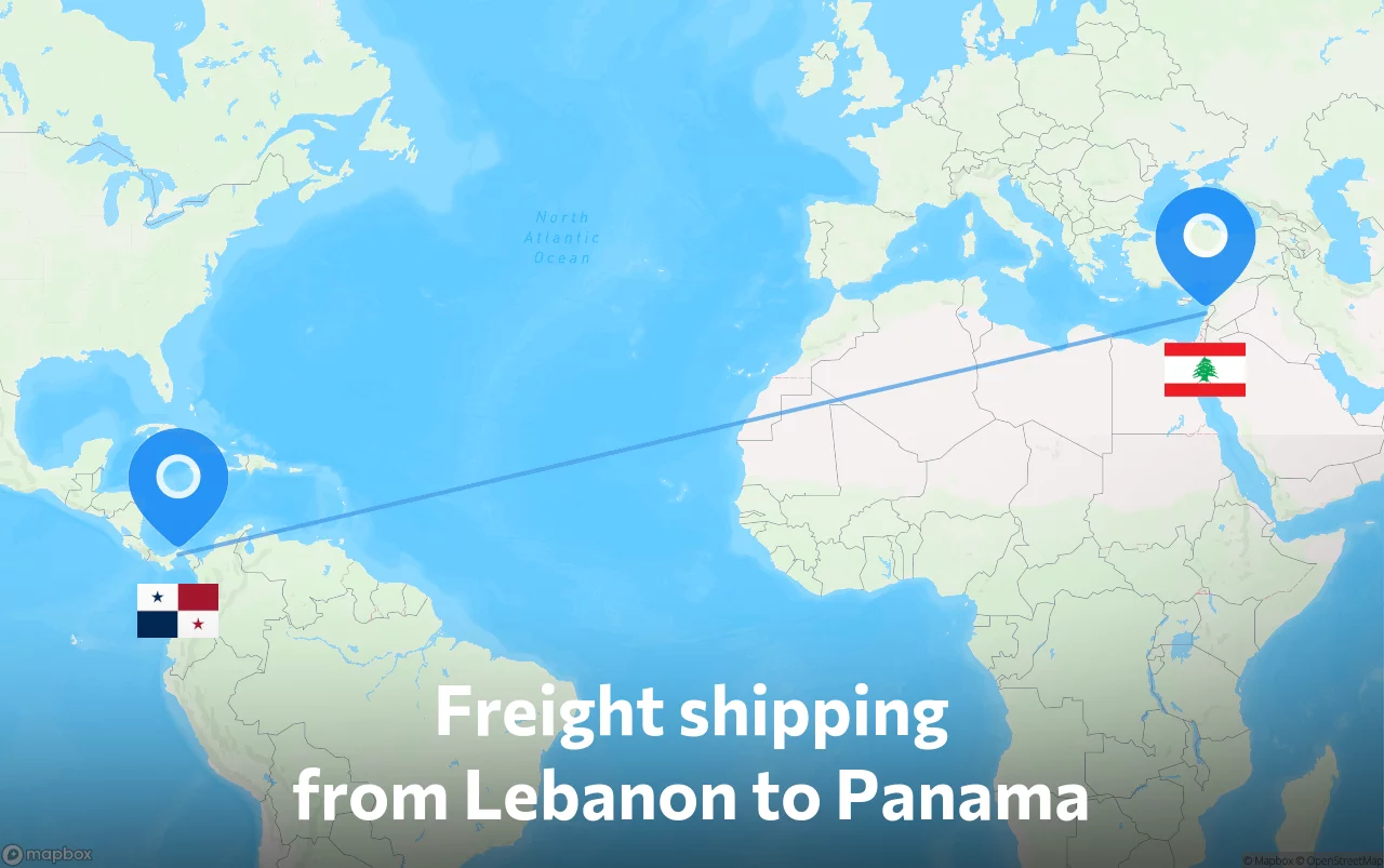 Shipping route from Lebanon to Panama