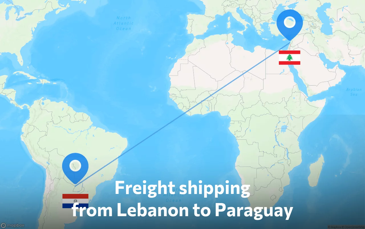 Shipping route from Lebanon to Paraguay