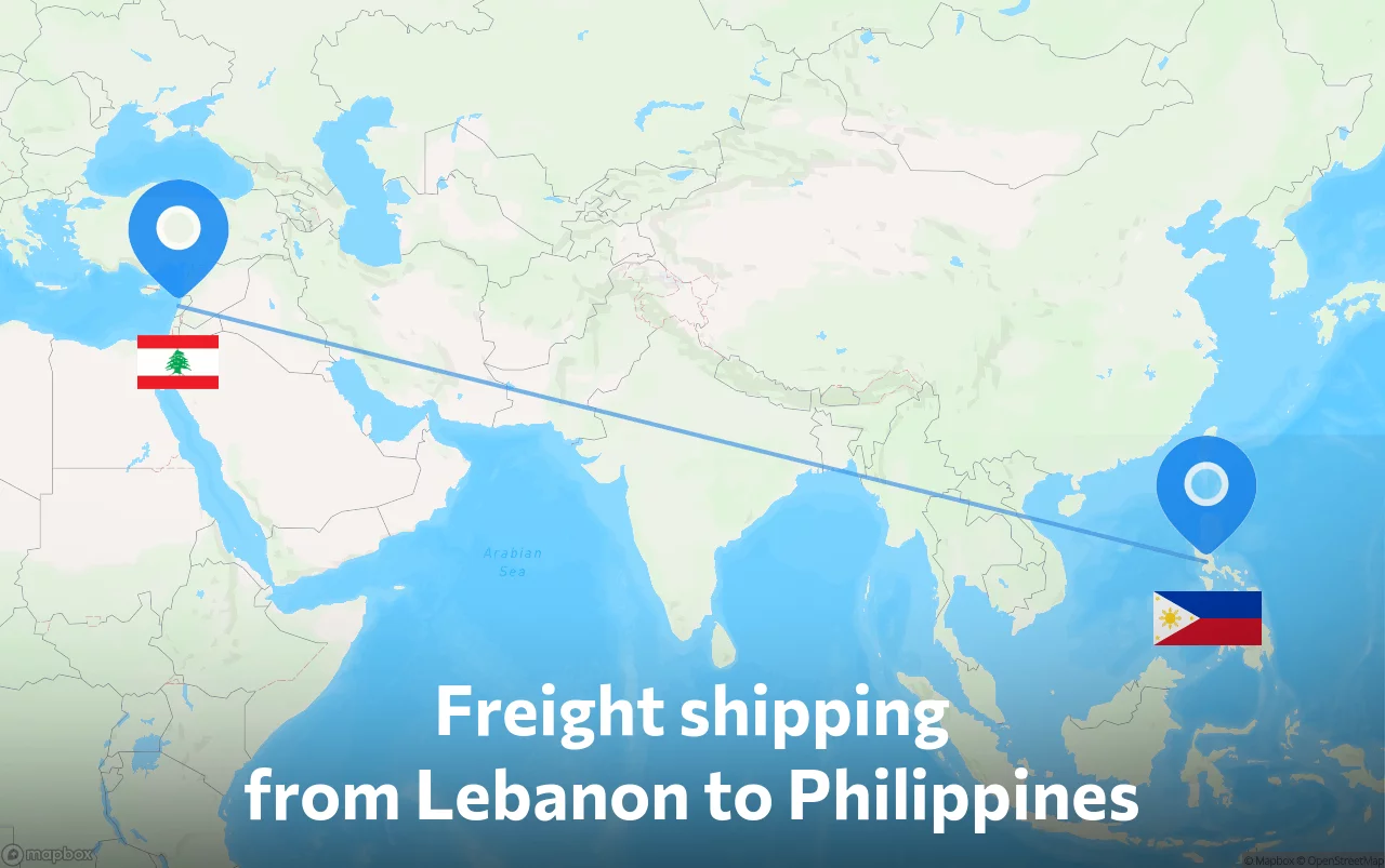 Shipping route from Lebanon to Philippines