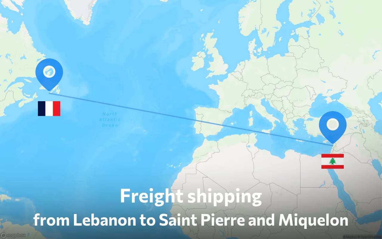 Shipping route from Lebanon to Saint Pierre and Miquelon