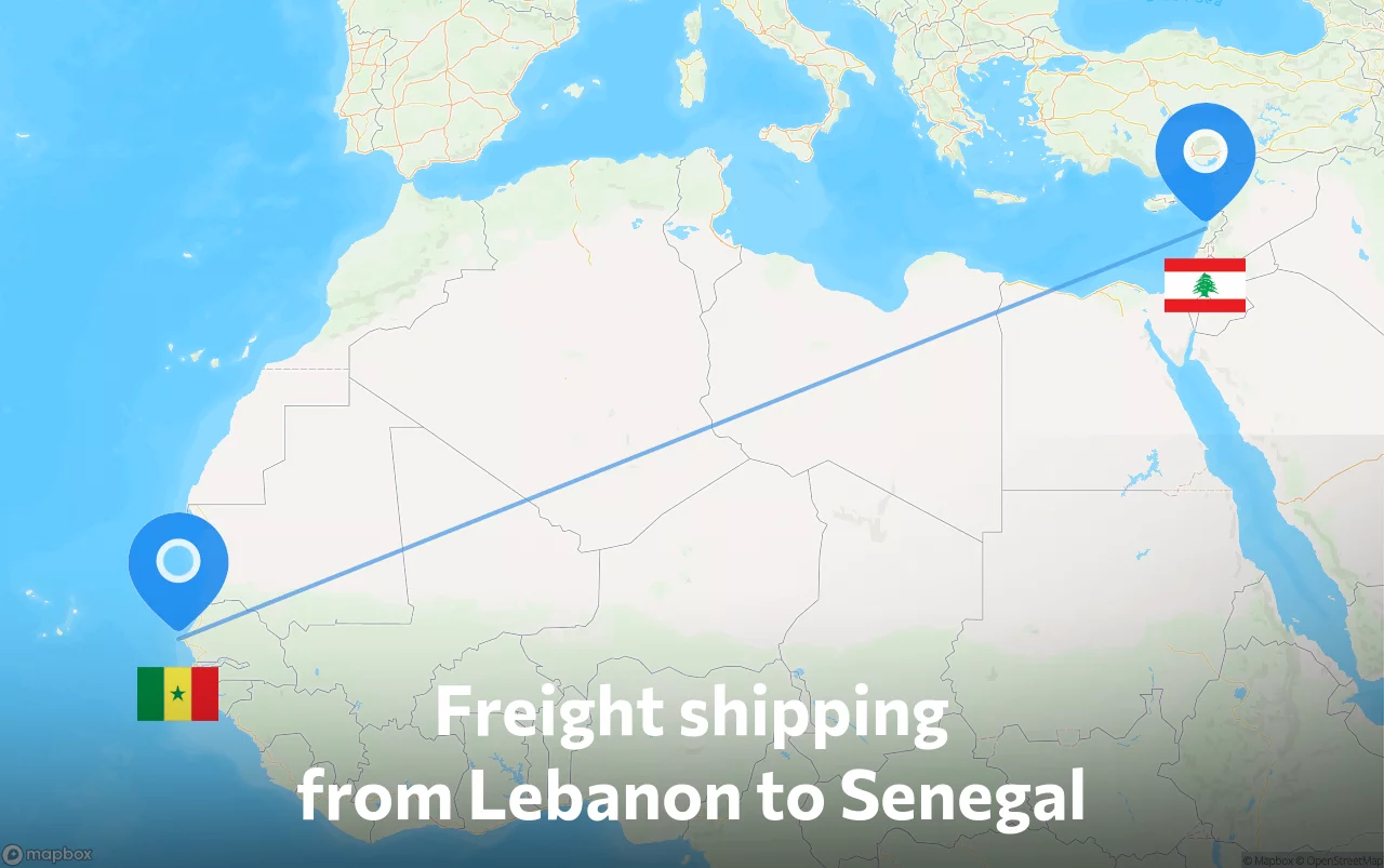 Shipping route from Lebanon to Senegal