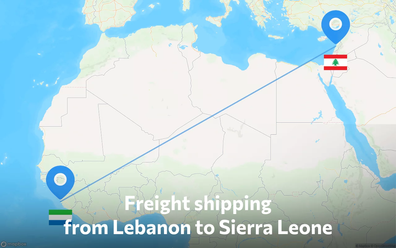 Shipping route from Lebanon to Sierra Leone