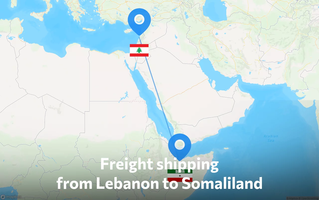 Shipping route from Lebanon to Somaliland