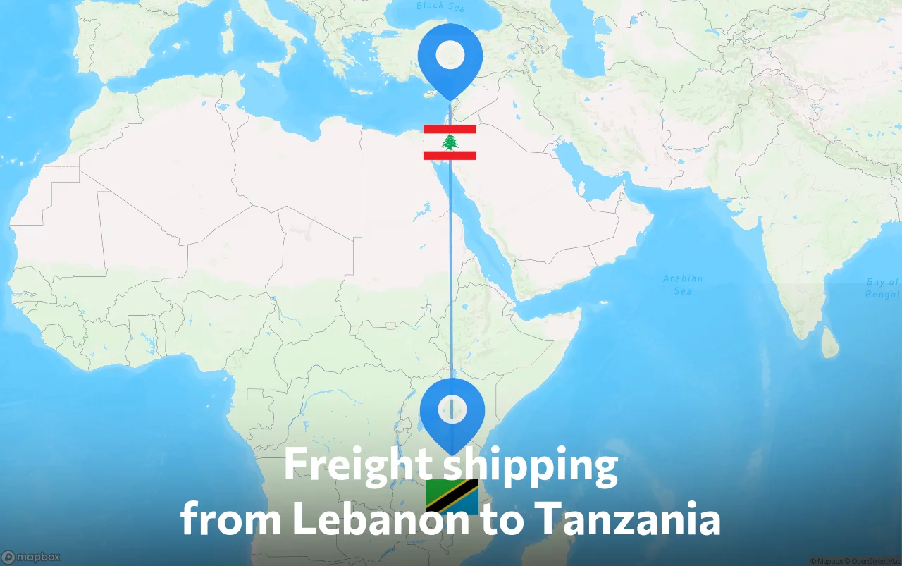 Shipping route from Lebanon to Tanzania