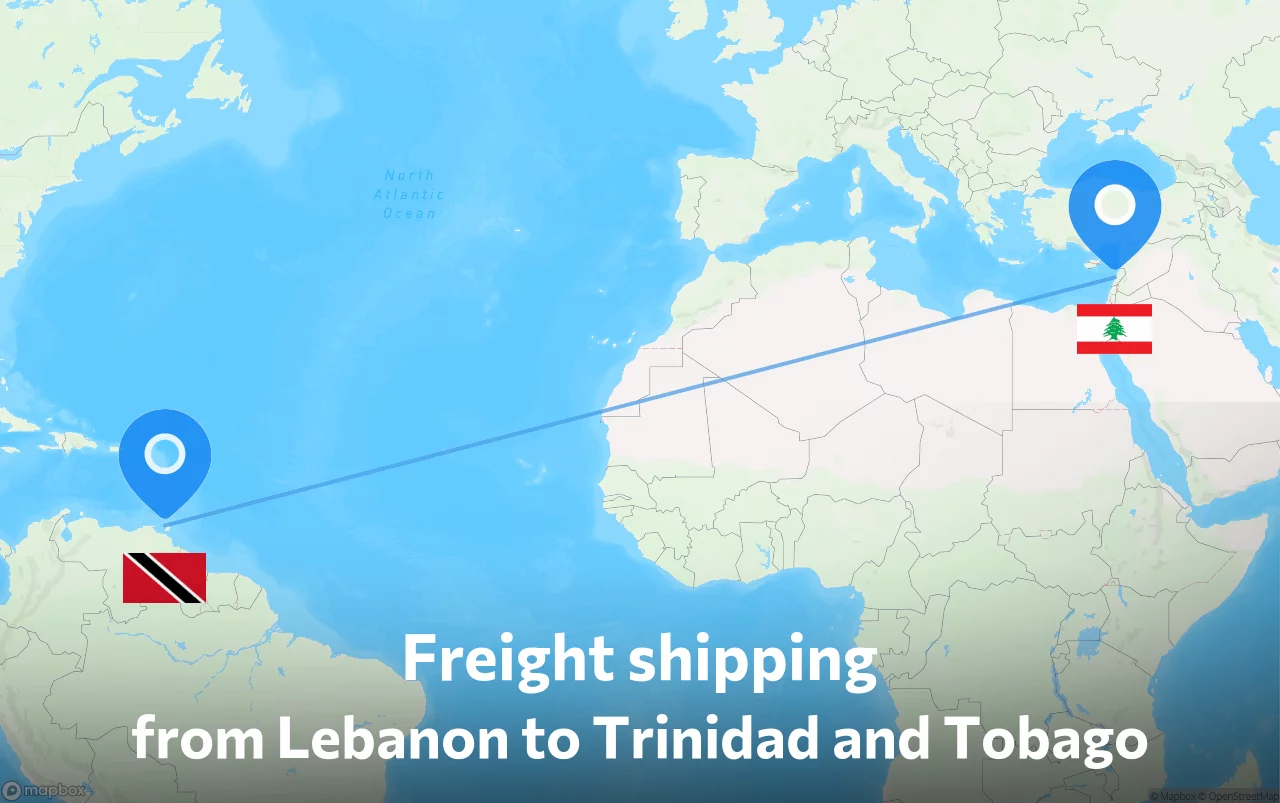 Shipping route from Lebanon to Trinidad and Tobago