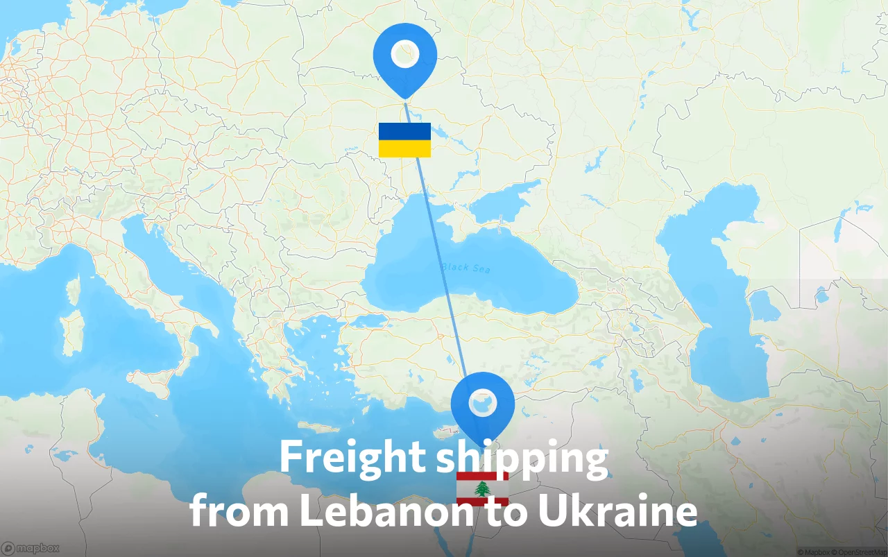 Shipping route from Lebanon to Ukraine