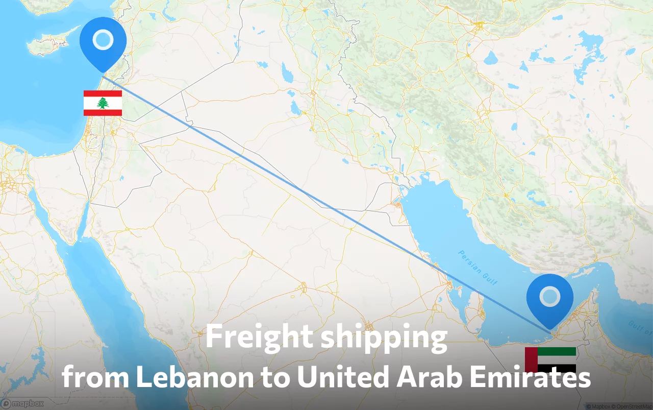 Shipping route from Lebanon to United Arab Emirates