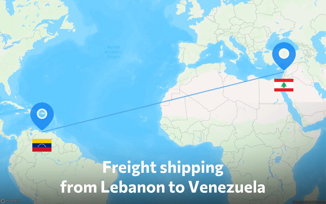 Shipping route from Lebanon to Venezuela