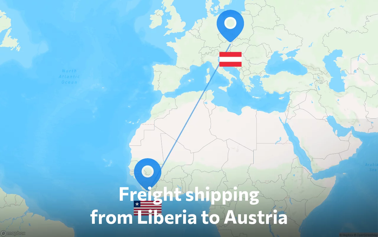 Shipping route from Liberia to Austria