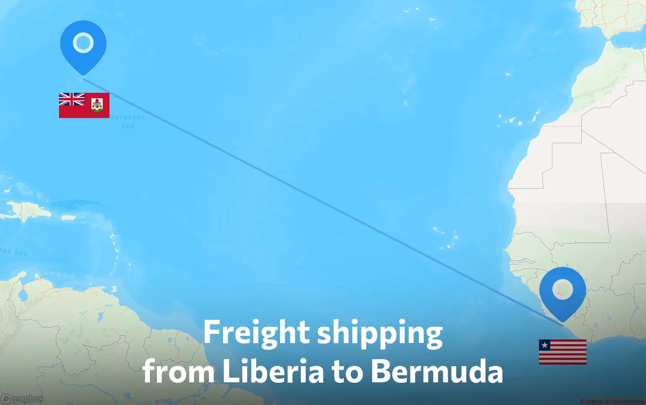 Shipping route from Liberia to Bermuda