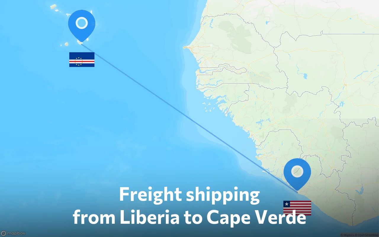 Shipping route from Liberia to Cape Verde