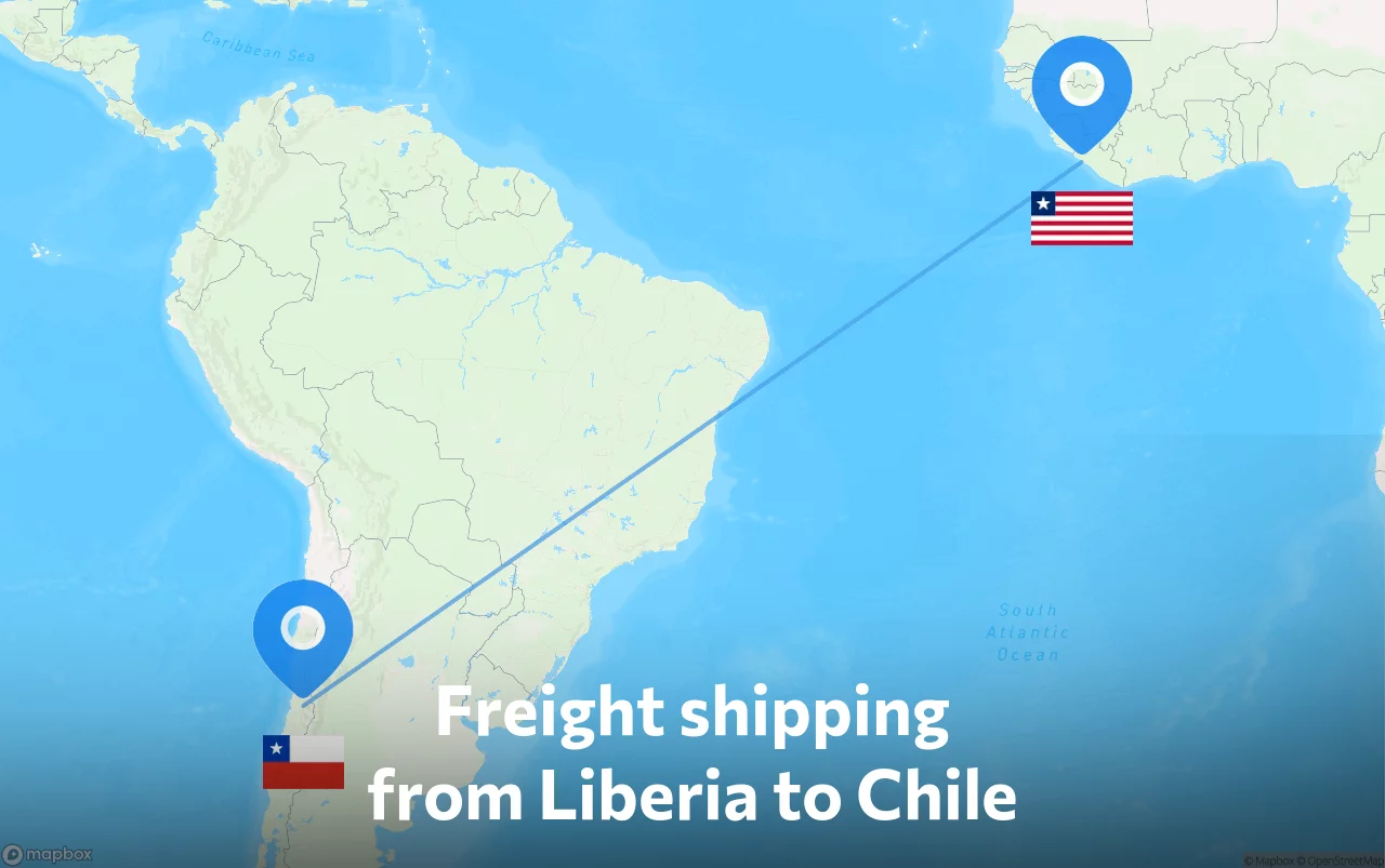 Shipping route from Liberia to Chile