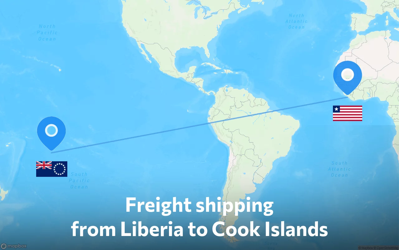 Shipping route from Liberia to Cook Islands