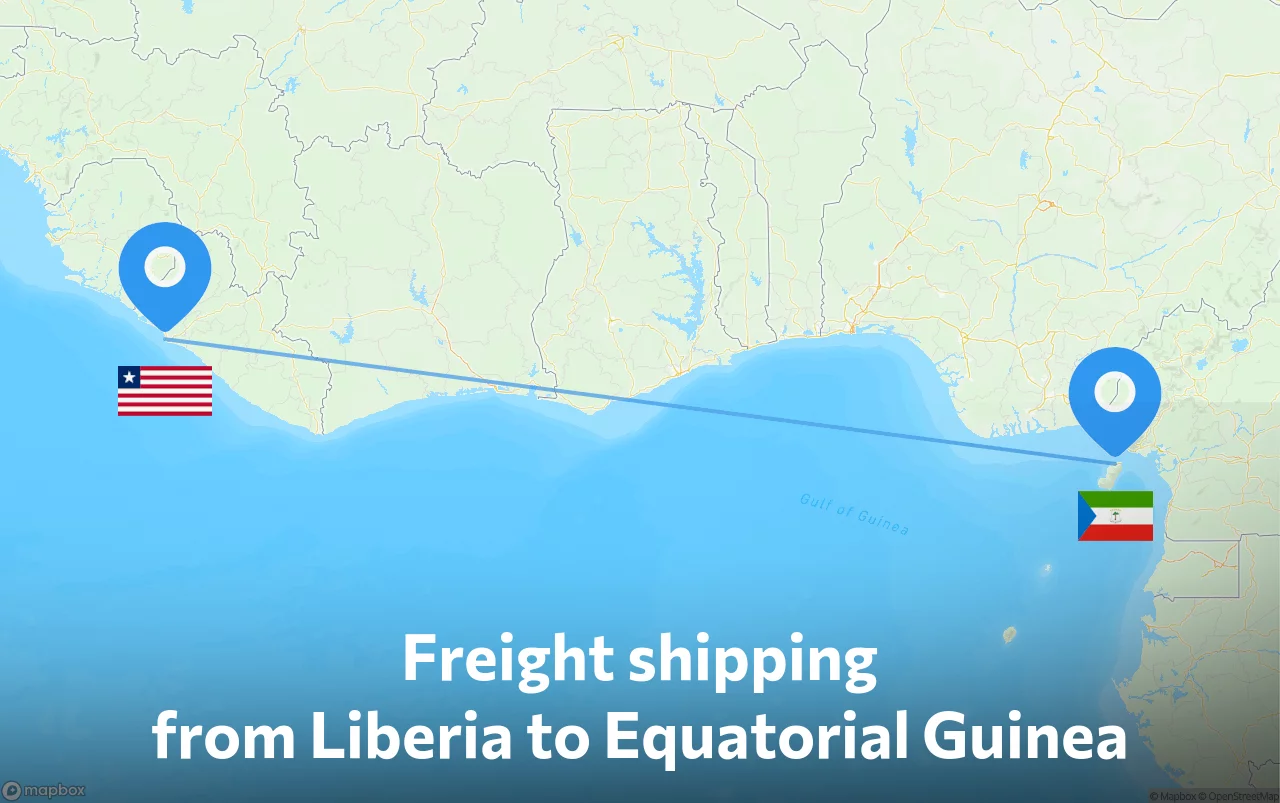 Shipping route from Liberia to Equatorial Guinea