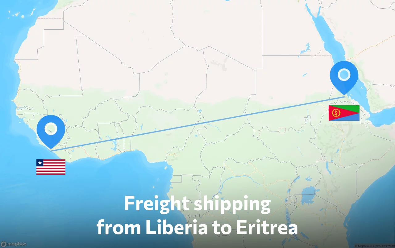 Shipping route from Liberia to Eritrea