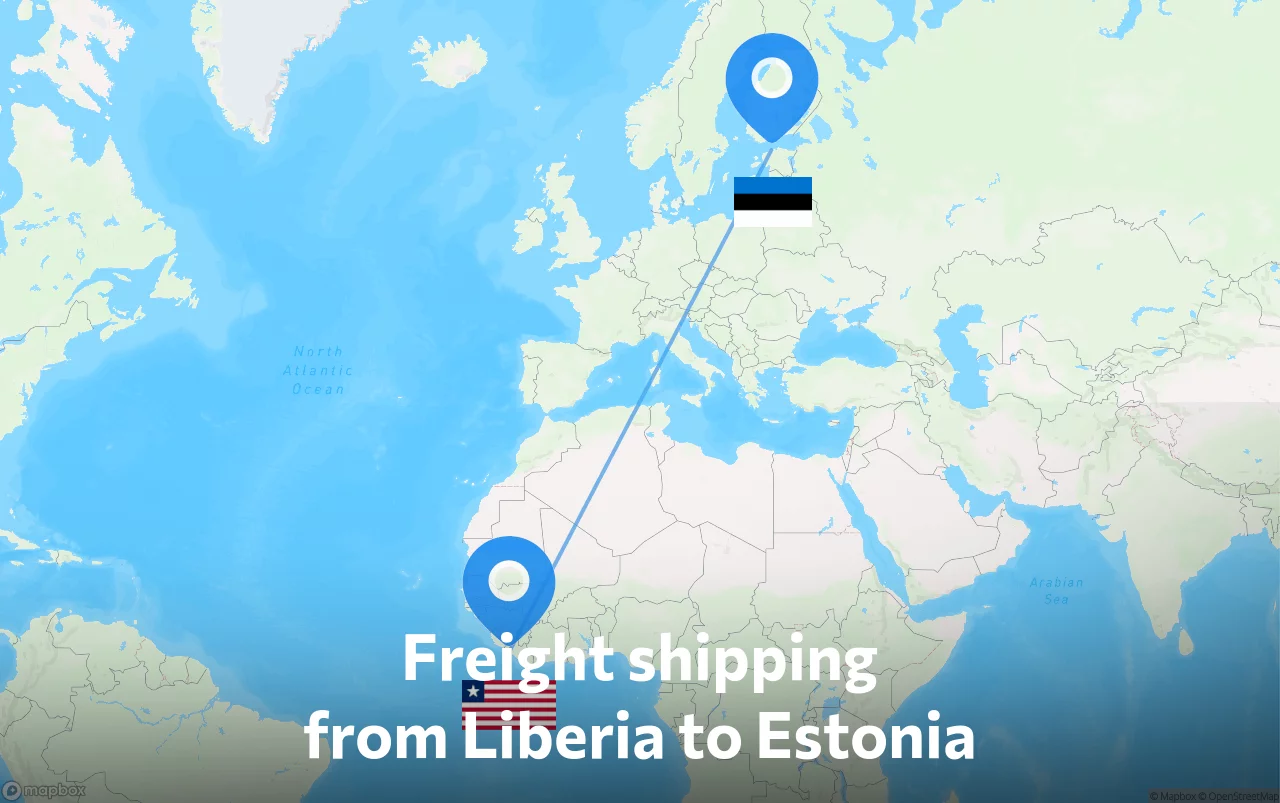 Shipping route from Liberia to Estonia