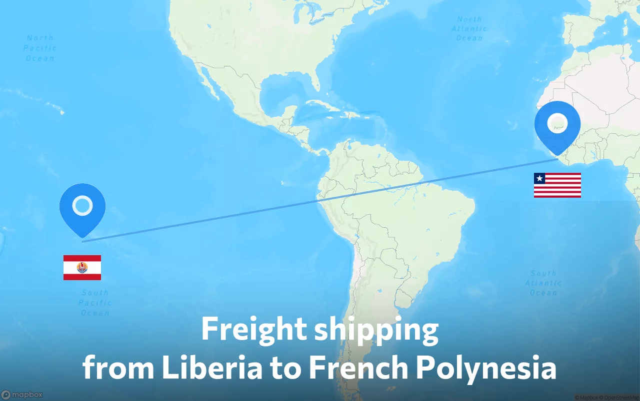 Shipping route from Liberia to French Polynesia