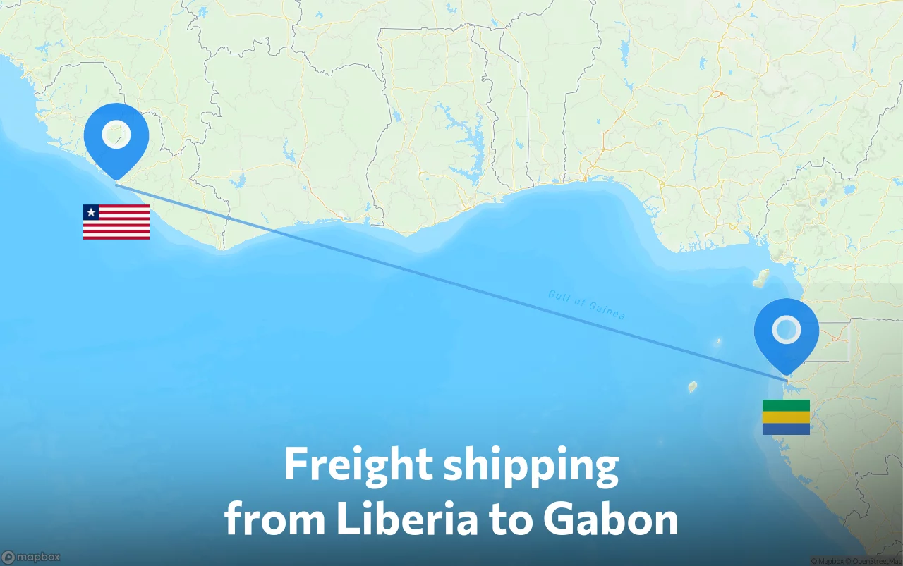 Shipping route from Liberia to Gabon