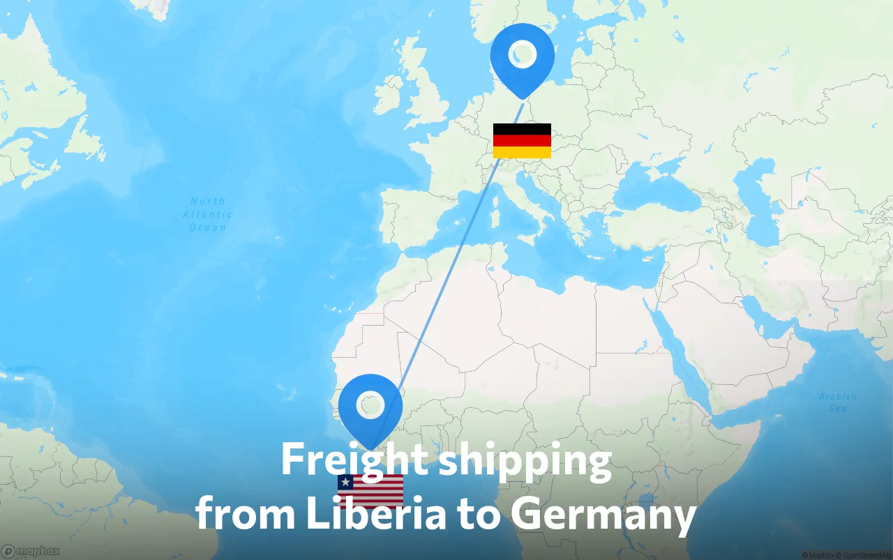 Shipping route from Liberia to Germany