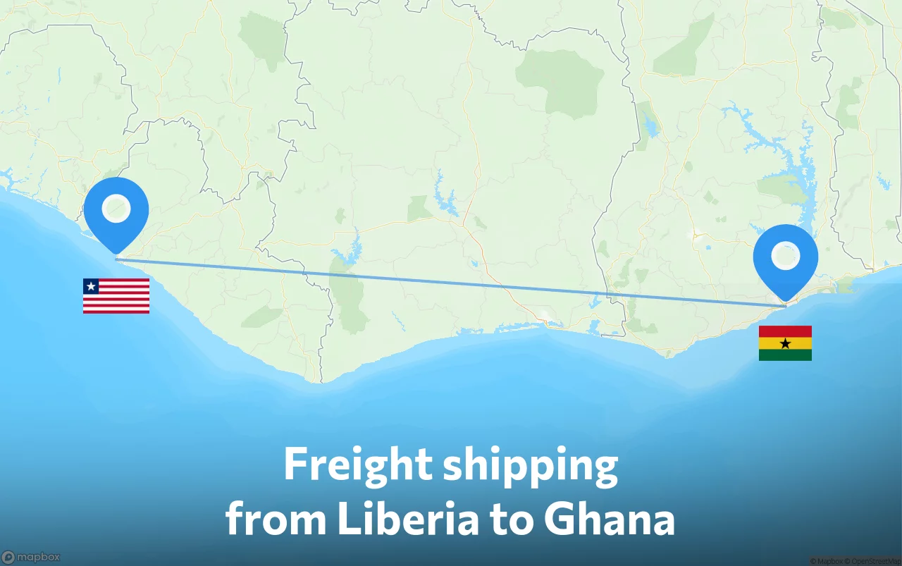 Shipping route from Liberia to Ghana