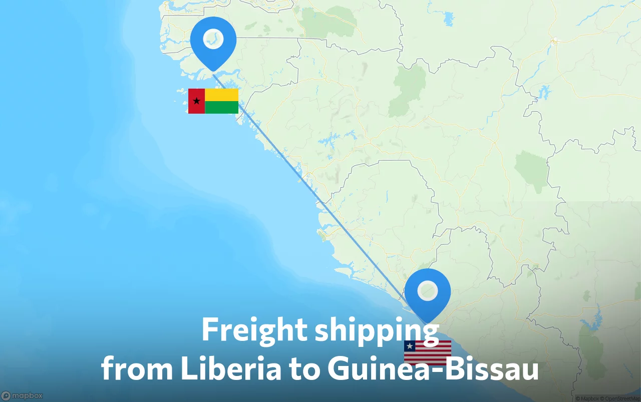 Shipping route from Liberia to Guinea-Bissau