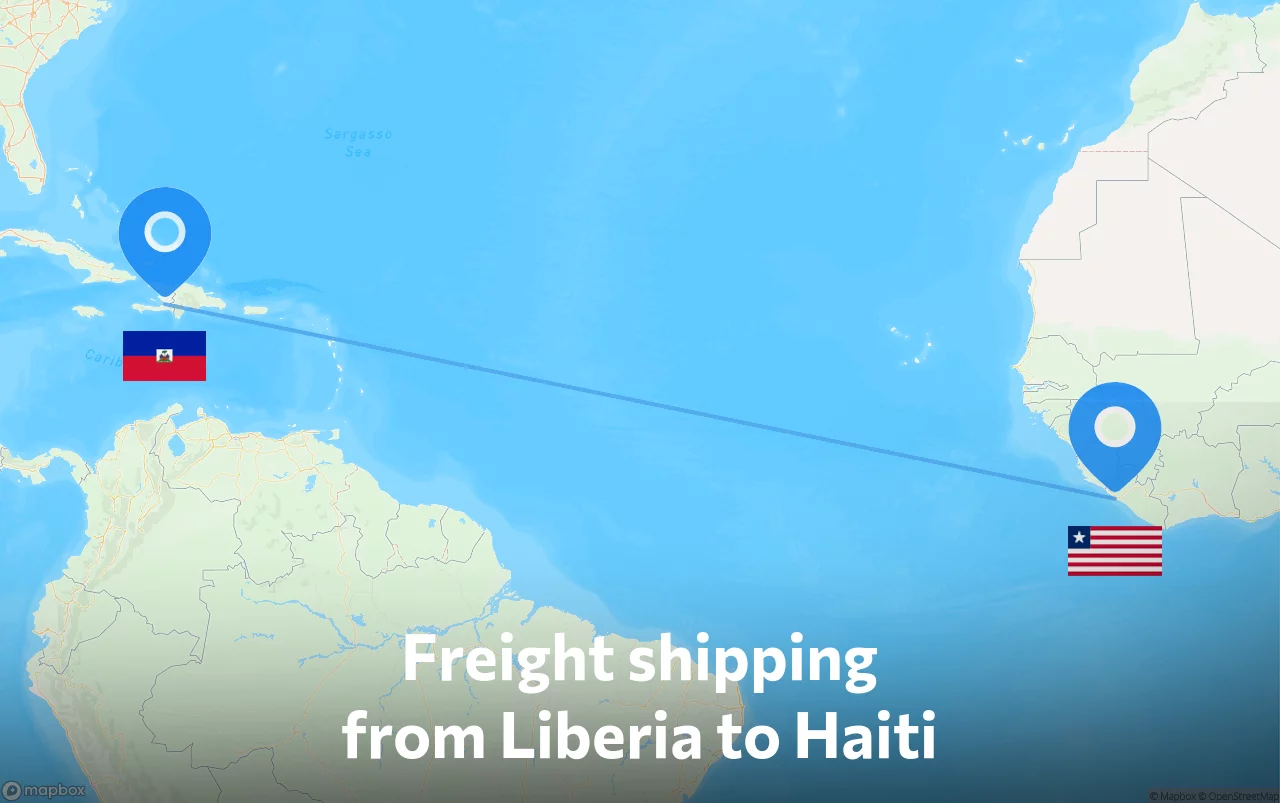 Shipping route from Liberia to Haiti