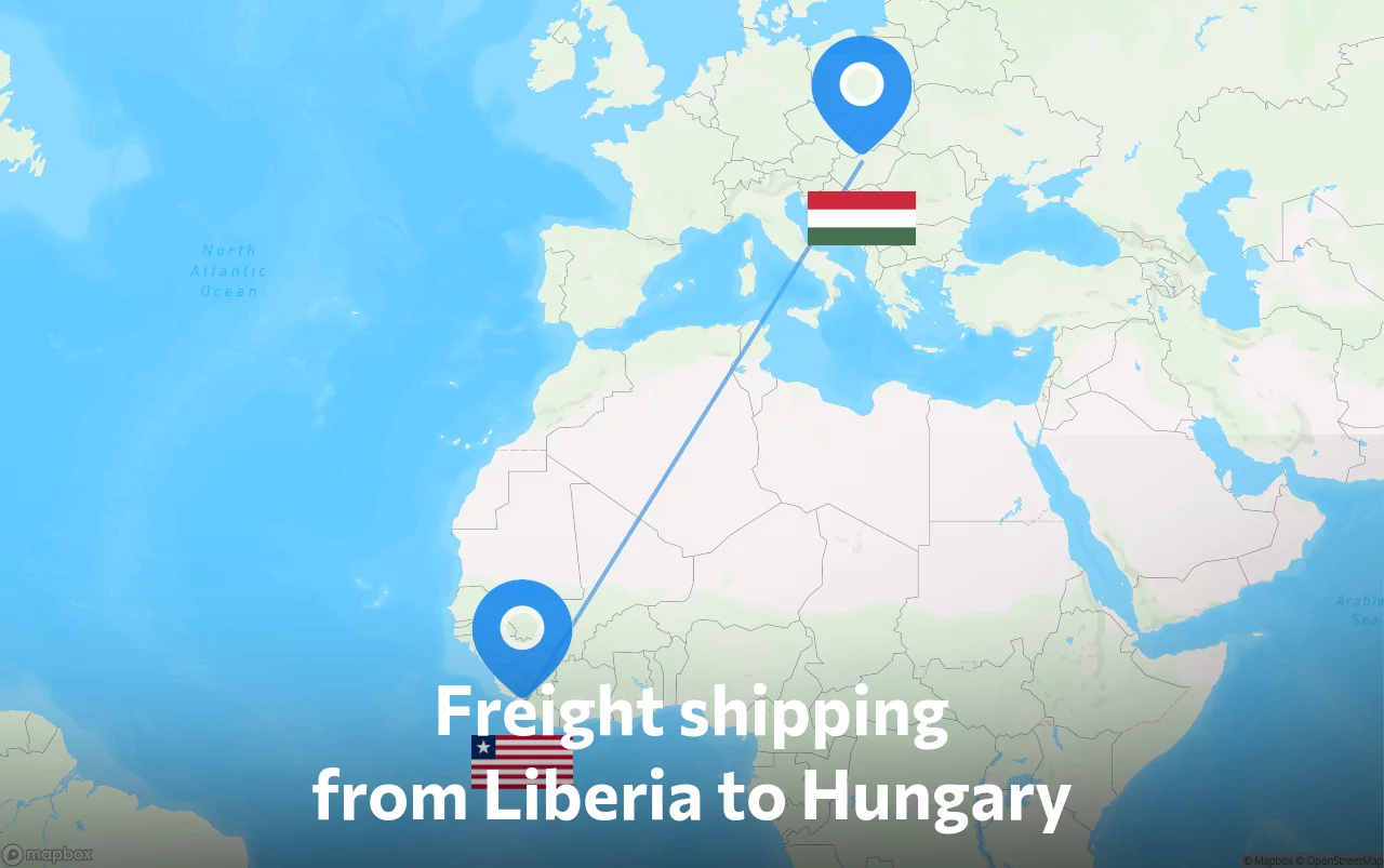 Shipping route from Liberia to Hungary