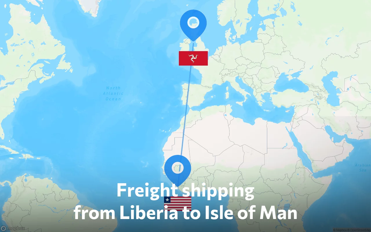 Shipping route from Liberia to Isle of Man