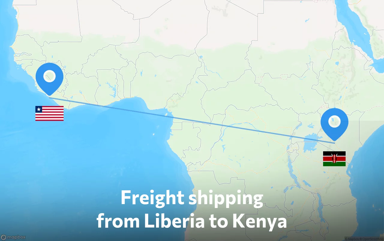 Shipping route from Liberia to Kenya